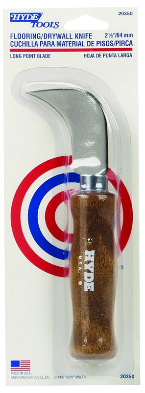 HYDE Hyde 20350 Flooring/Drywall Knife, 2-1/2 in W Blade, Cutlery Steel Blade, Hardened, Honed and Tempered Handle