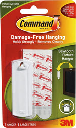 COMMAND Command 17040 Picture Hanger, 5 lb, Plastic, White, Adhesive Strip, 3 in L x 1 in W x 1/16 in H, 1/PK HARDWARE & FARM SUPPLIES COMMAND