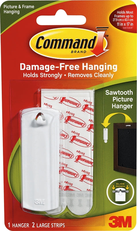 COMMAND Command 17040 Picture Hanger, 5 lb, Plastic, White, Adhesive Strip, 3 in L x 1 in W x 1/16 in H, 1/PK HARDWARE & FARM SUPPLIES COMMAND