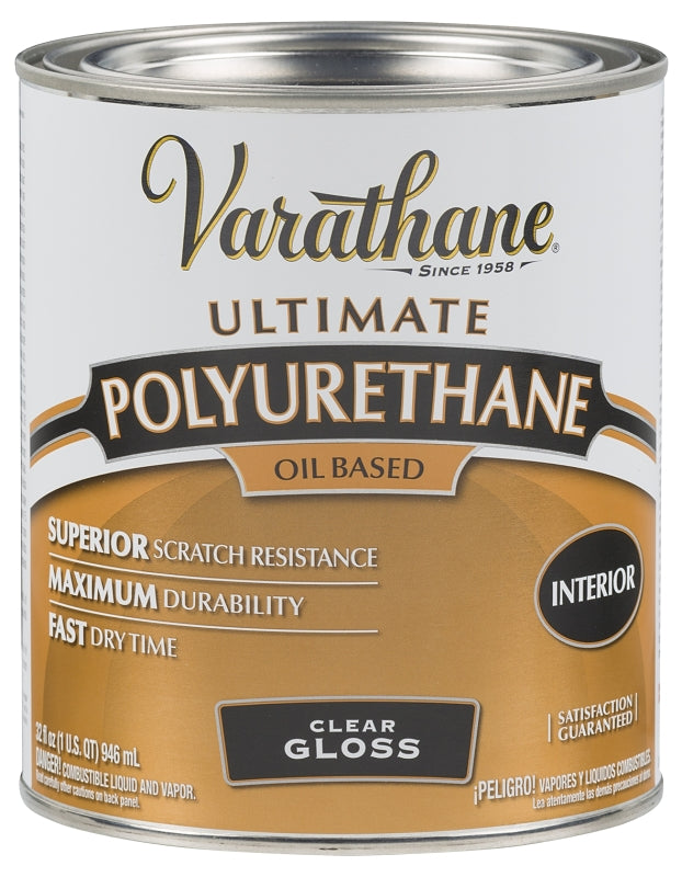 VARATHANE Varathane 9041H Polyurethane Wood Finish Paint, Gloss, Liquid, Clear, 1 qt, Can PAINT VARATHANE