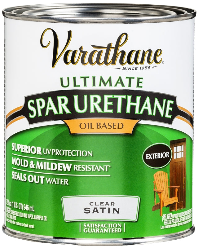 VARATHANE Varathane 9341H Spar Varnish, Satin, Clear, Liquid, 1 qt, Can
