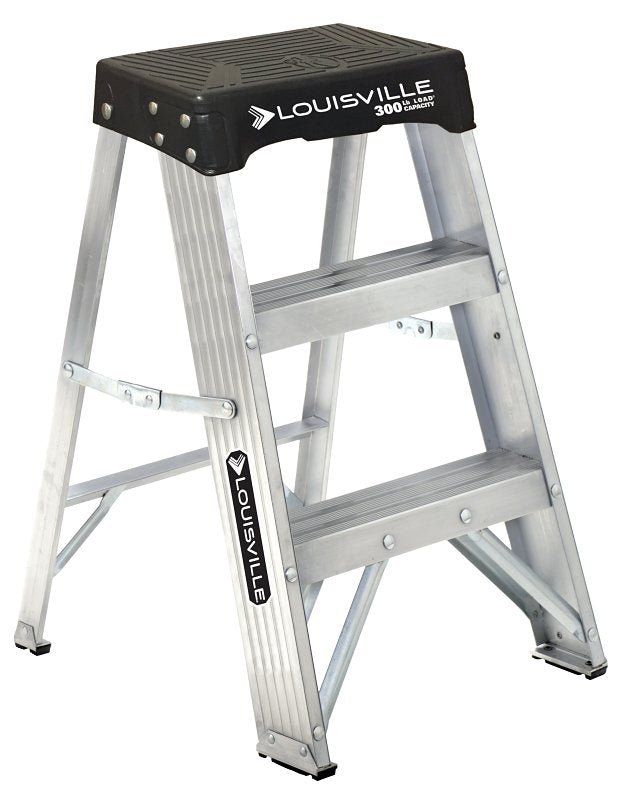 LOUISVILLE LADDER Louisville AS3000 Series AS3002 Step Ladder, 2 ft H, Type IA Duty Rating, Aluminum, 300 lb, 1-Step, 105 in Max Reach