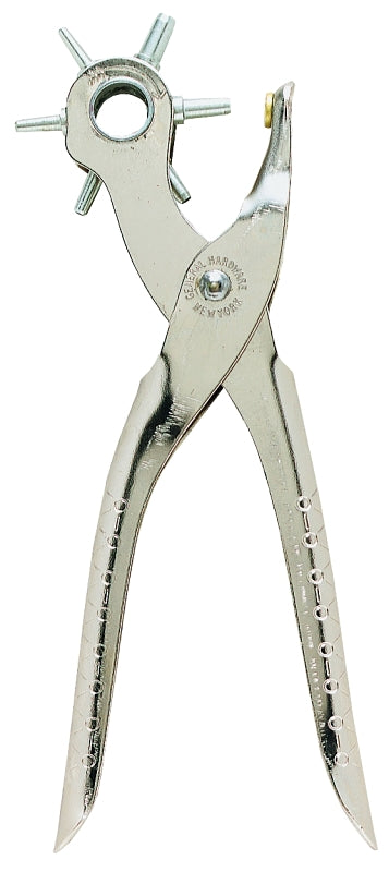GENERAL General 72 Punch Pliers, 8-1/2 in OAL, 5/64, 3/32, 7/64, 1/8, 5/32, 3/16 in Hole, Steel Body