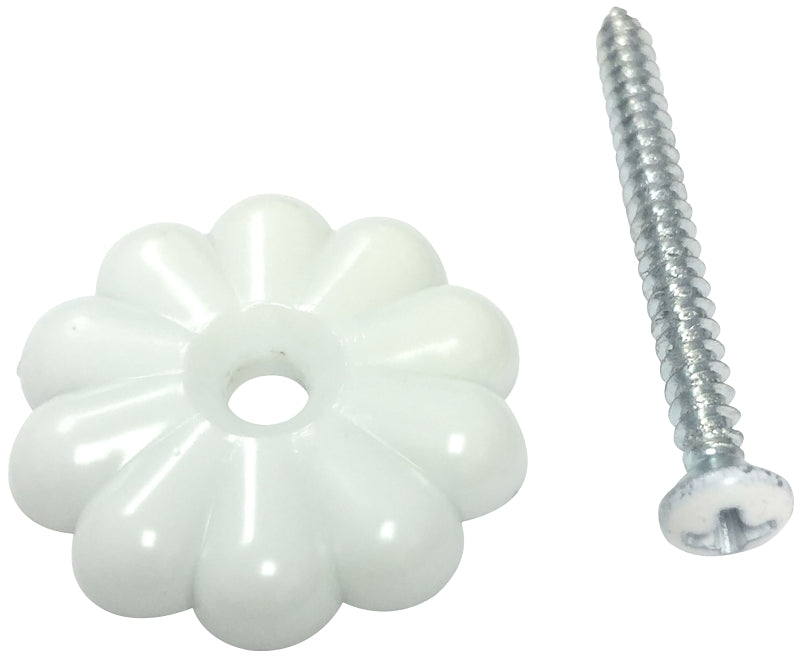 US HARDWARE US Hardware D-138B Rosette Button, 1-1/8 in, Plastic, 24 BAG, White AUTOMOTIVE US HARDWARE