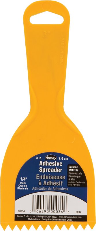 HOMAX Homax 34 Adhesive Spreader Knife, 1/4 in Notch, Notched Blade, Polystyrene Blade, Polystyrene Handle
