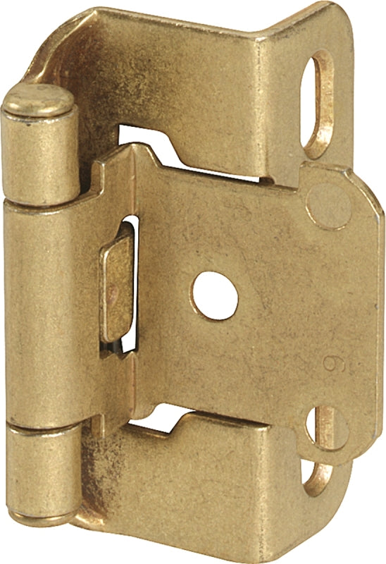 AMEROCK Amerock BPR7550BB Cabinet Hinge, 2-1/4 in L x 1-1/2 in W, Steel, Burnished Brass, 3-Hole, Screw Mounting