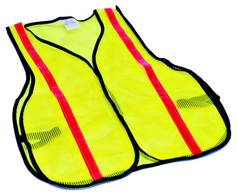 BOSS MFG Safety Works SWX00354 High-Visibility Safety Vest, One-Size, Polyester, Lime Yellow, Hook and Loop