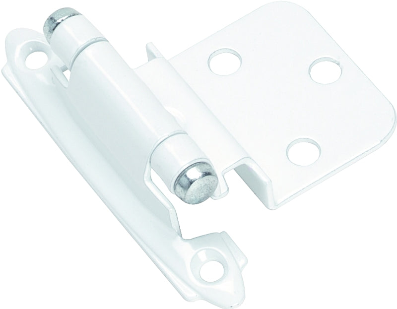 AMEROCK Amerock BPR3428W Inset Self Closing Face Mount White Cabinet Hinge, 3/8 in Inset, 2-3/4 in L x 2-3/16 in W, 1 pair