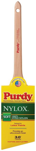 PURDY Purdy 144080230 Paint Brush, 3 in W, Angular Brush, 2-15/16 in L Bristle, Nylon Bristle, Rat Tail Handle PAINT PURDY