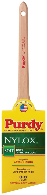 PURDY Purdy 144080230 Paint Brush, 3 in W, Angular Brush, 2-15/16 in L Bristle, Nylon Bristle, Rat Tail Handle PAINT PURDY