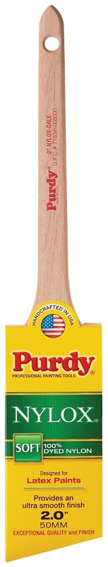 PURDY Purdy 144080220 Paint Brush, 2 in W, Angular Brush, 2-7/16 in L Bristle, Nylon Bristle, Rat Tail Handle