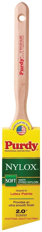 PURDY Purdy 144152220 Paint Brush, 2 in W, Angular Brush, 2-11/16 in L Bristle, Nylon Bristle, Fluted Handle PAINT PURDY