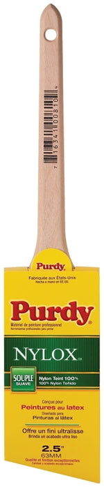 PURDY Purdy 144080225 Paint Brush, 2-1/2 in W, Angular Brush, 2-11/16 in L Bristle, Nylon Bristle, Rat Tail Handle PAINT PURDY