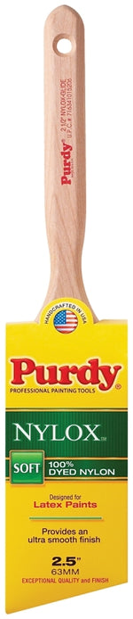 PURDY Purdy 144152225 Paint Brush, 2-1/2 in W, Angular Brush, 2-15/16 in L Bristle, Nylon Bristle, Fluted Handle PAINT PURDY