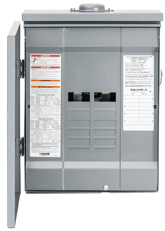 SQUARE D Square D Homeline HOM816L125PRB Load Center, 125 A, 8-Space, 16-Circuit, Main Lug, NEMA 3R Outdoor Enclosure, Plug