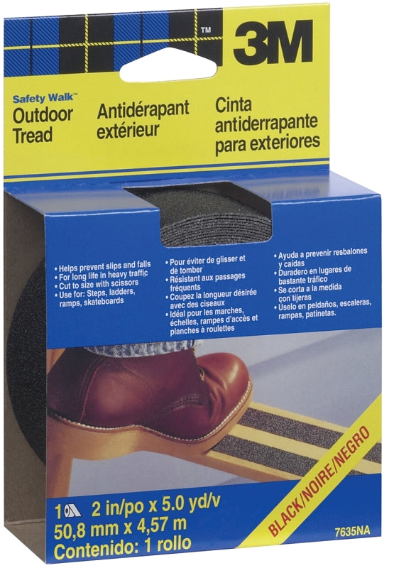 3M 3M Safety-Walk 7635NA Tread, 15 ft L, 2 in W, Black