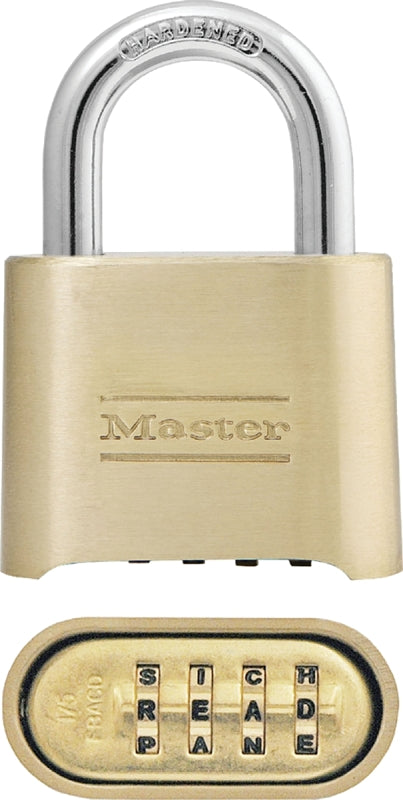 MASTER LOCK Master Lock 175DWD Padlock, 5/16 in Dia Shackle, 1 in H Shackle, Steel Shackle, Brass Body, Brass, 2 in W Body