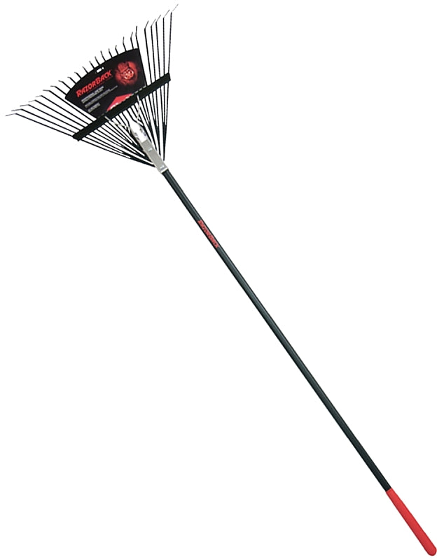 RAZOR-BACK Razor-Back 2915212 Leaf Rake, Steel Tine, 24-Tine, Fiberglass Handle, 54 in L Handle