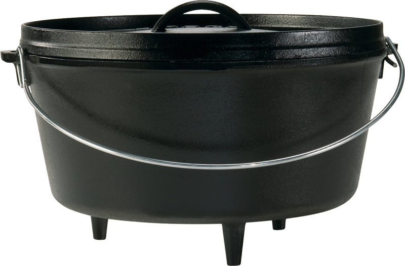 LODGE MFG Lodge L12DCO3 Camp Dutch Oven, 8 qt Capacity, Cast Iron, Black, Bail Handle