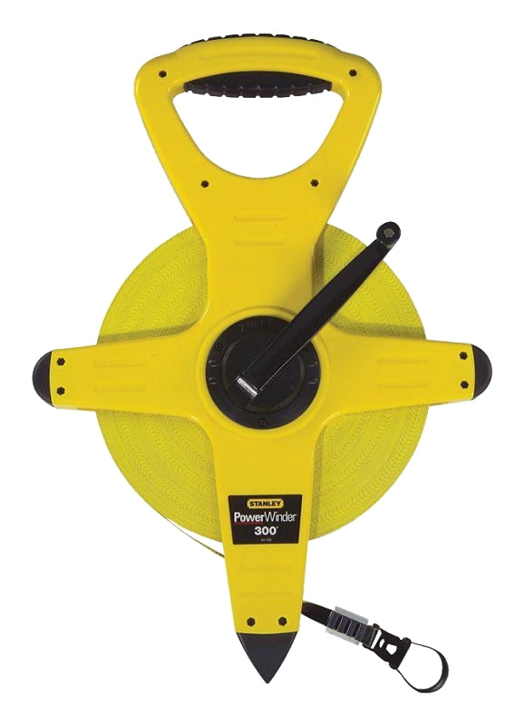 STANLEY STANLEY 34-762 Measuring Tape, 300 ft L Blade, 1/2 in W Blade, Fiberglass Blade, ABS Case, Black/Yellow Case