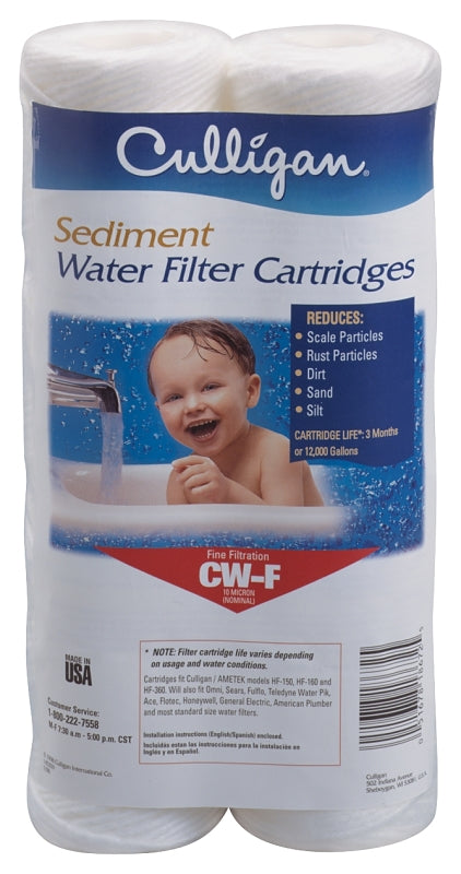 CULLIGAN SALES Culligan CW-F Water Filter Cartridge, 10 um Filter, Polypropylene Wound Filter Media