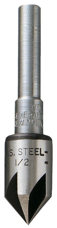GENERAL General 195-1/2 Drill Bit, 1/2 in Dia, Countersink, 5-Flute, 1/4 in Dia Shank, Round Shank TOOLS GENERAL