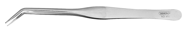 GENERAL General 415 Utility Tweezer, Curved Point, Stainless Steel, Nickel-Plated, 6-1/2 in OAL ELECTRICAL GENERAL