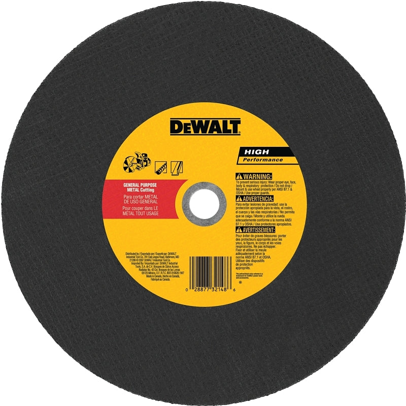 DEWALT DEWALT DW8021 Cutting Wheel, 14 in Dia, 1/8 in Thick, 20 mm Arbor, Coarse, Aluminum Oxide Abrasive