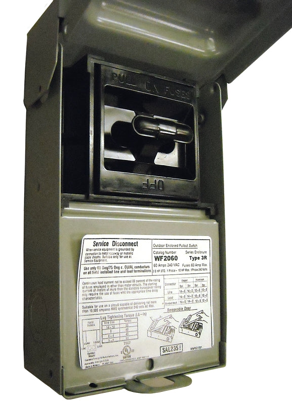 SIEMENS Siemens WF2060 Disconnect Switch, Air Conditioning, Fused, 2-1/8 in L, 60 A, 240 V ELECTRICAL SIEMENS