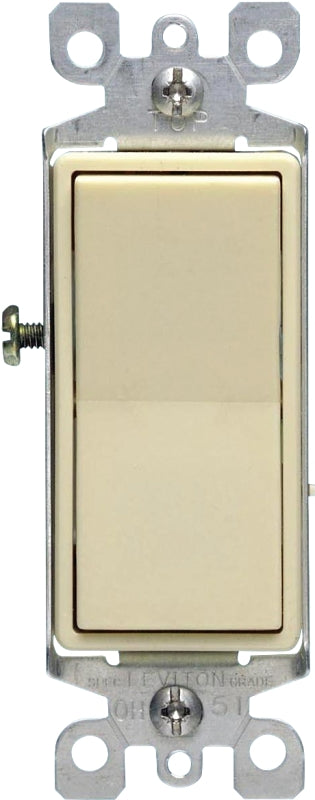 LEVITON Leviton S01-05613-2IS Rocker Switch with Ground Screw, 15 A, 120/277 V, 3-Way, Lead Wire Terminal, Ivory
