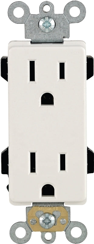 LEVITON Leviton 242-16252-00W Duplex Receptacle, Polyester, White, 2-Pole, 15 A, 125 V, Back, Side Wiring, NEMA: 5-15R ELECTRICAL LEVITON