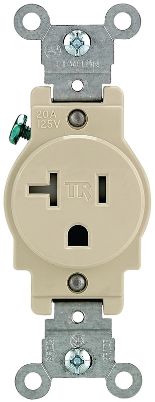 LEVITON Leviton R51-T5020-0IS Single Receptacle, 20 A, Ivory
