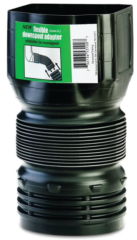 AMERIMAX Amerimax ADP53102 Downspout Adapter, PVC, Black
