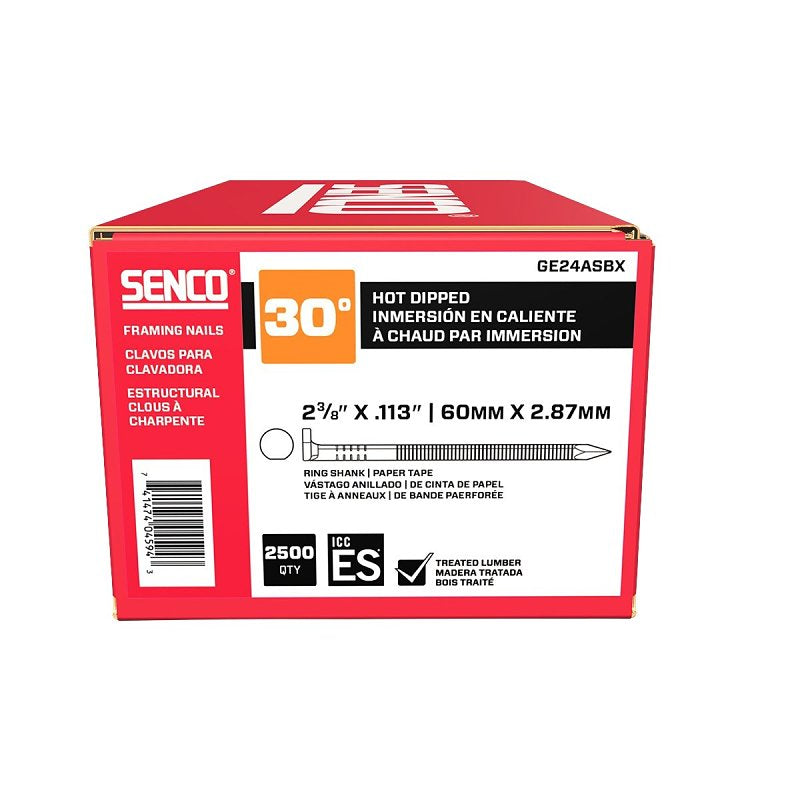 SENCO Senco GE24ASBX Collated Nail, 2-3/8 in L, Steel, Galvanized, Clipped Head, Ring Shank HARDWARE & FARM SUPPLIES SENCO