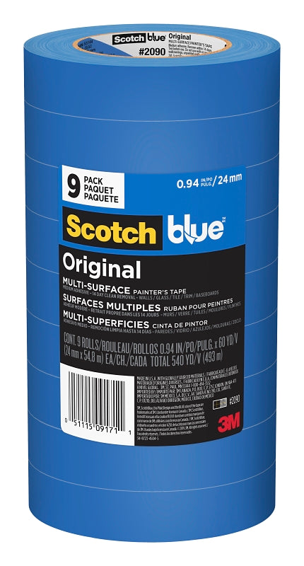 SCOTCH BLUE ScotchBlue 2090-24A-CP Painter's Tape, 60 yd L, 1 in W, 5 mil Thick, Crepe Paper Backing, Blue PAINT SCOTCH BLUE