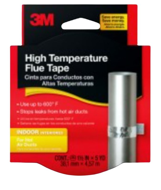 3M 3M 2113 Flue Tape, 15 ft L, 1-1/2 in W, Foil Backing, Silver