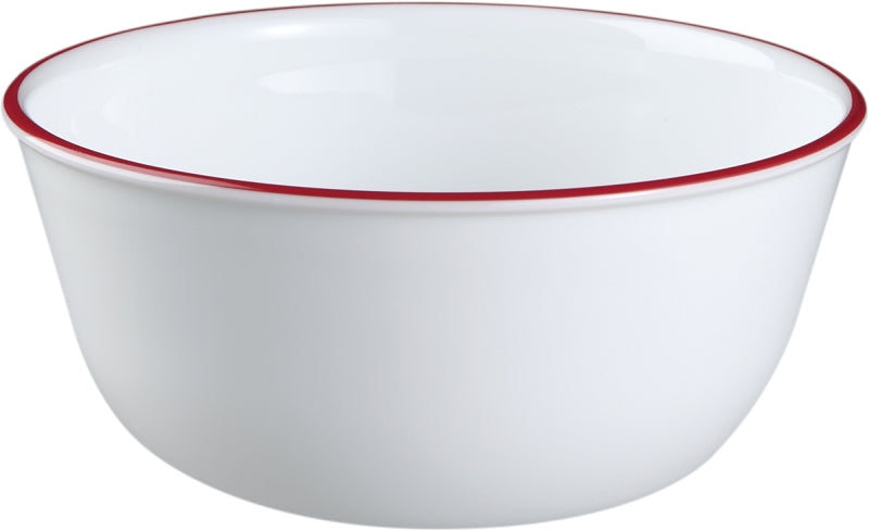CORELLE Corelle 1060572 Soup/Cereal Bowl, Vitrelle Glass, Red/White, For: Dishwashers and Microwave Ovens