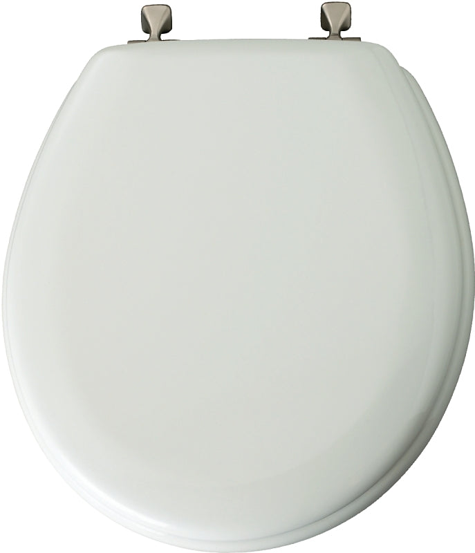 MAYFAIR Mayfair 44BN000 Toilet Seat, Round, Wood, White, Classic, Non-Tarnish Hinge PLUMBING, HEATING & VENTILATION MAYFAIR