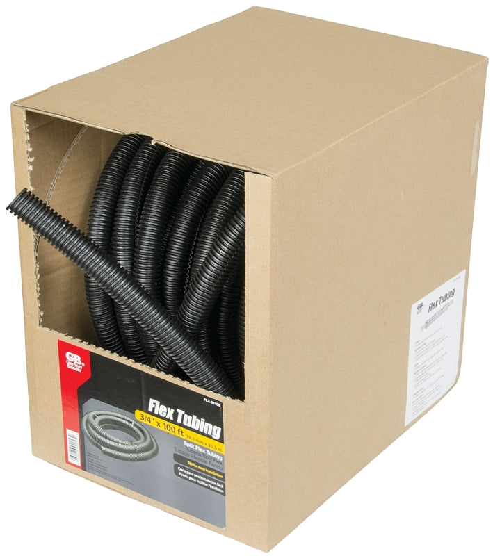 GB Gardner Bender FLX-3410B Split Tubing, 3/4 in Dia, 100 ft L, Polypropylene, Black