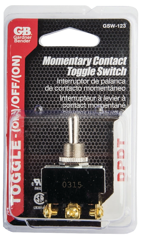 GB Gardner Bender GSW-123 Series Toggle Switch, 2-Poles, 125/250 V, DPDT, Screw Terminal