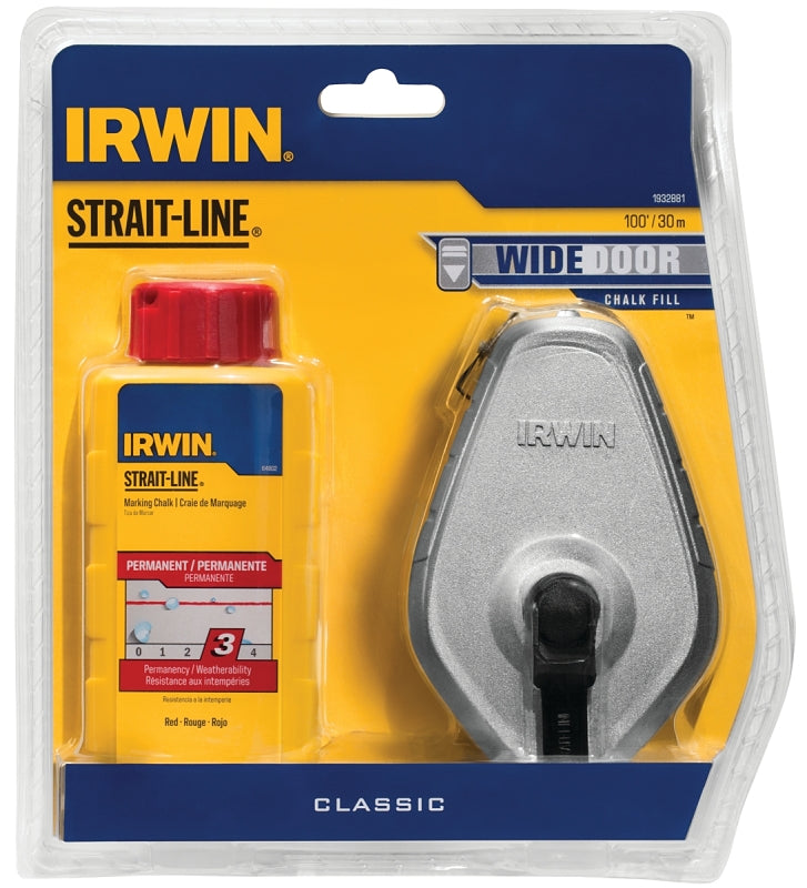 IRWIN Irwin STRAIT-LINE IWHT48441RC Classic Chalk Reel, 100 ft L Line, 1:1 Gear Ratio