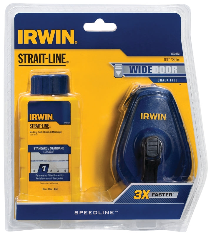 IRWIN Irwin 1932883 Speedline Chalk Reel, 100 ft L Line, Gear Rewind, 3:1 Gear Ratio