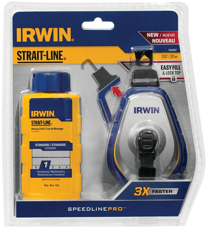 IRWIN Irwin 1932887 Chalk Reel, 2 oz Chalk Capacity, 100 ft L Line, 3:1 Gear Ratio