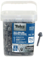 TEKS Teks 21422 Roofing Screw, #12 Thread, Hex Drive, Drill, Self-Tapping Point, Steel, Metallic HARDWARE & FARM SUPPLIES TEKS
