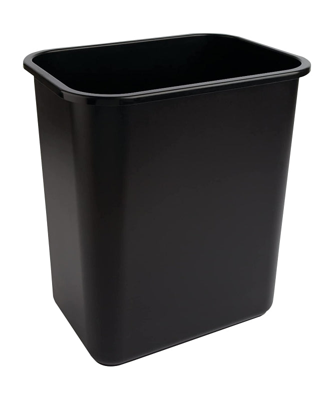CONTINENTAL COMMERCIAL Continental Commercial 2818BK Waste Basket, 28.125 qt, Plastic, Black, 15 in H HOUSEWARES CONTINENTAL COMMERCIAL