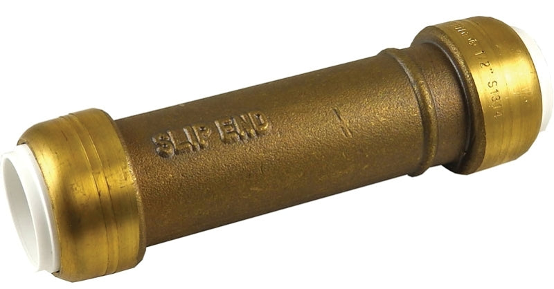 SHARKBITE SharkBite UIP3008A Slip Pipe Coupling, 1/2 in, Brass, SCH 40, SCH 80, SCH 180 Schedule, 200 psi Pressure