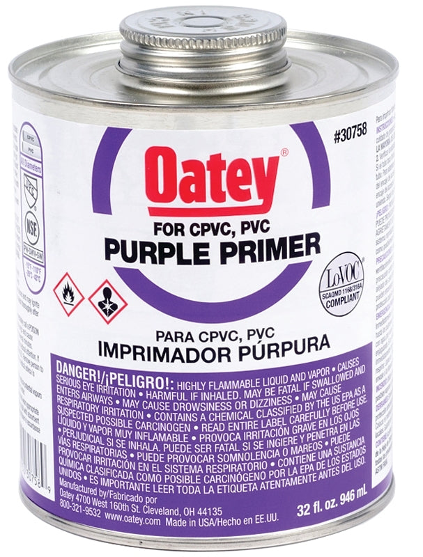 OATEY Oatey 30758 Primer, Liquid, Purple, 32 oz PLUMBING, HEATING & VENTILATION OATEY