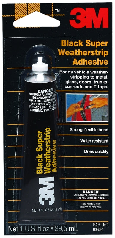 3M 3M 03602 Weatherstrip Adhesive, Liquid, Sweet Petroleum, Heavy Black, 1 oz Tube AUTOMOTIVE 3M