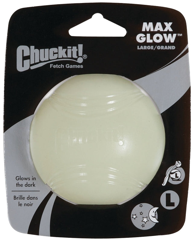 CHUCK-IT Chuckit! 32314 Dog Toy, L, Natural Rubber, Glow White