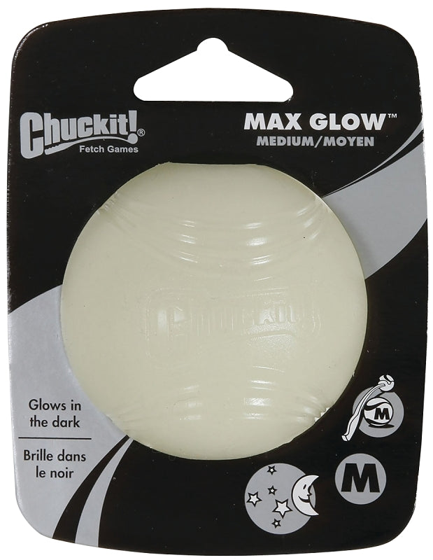 CHUCK-IT Chuckit! 32313 Dog Toy, M, Natural Rubber, Glow White